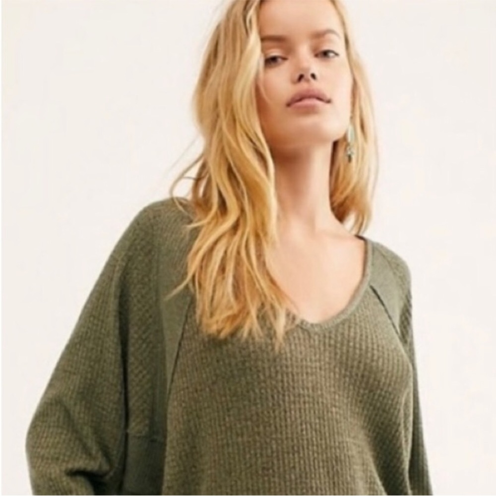 NWT Free People Santa Clara Thermal Top in Ferngully - Picture 3 of 13